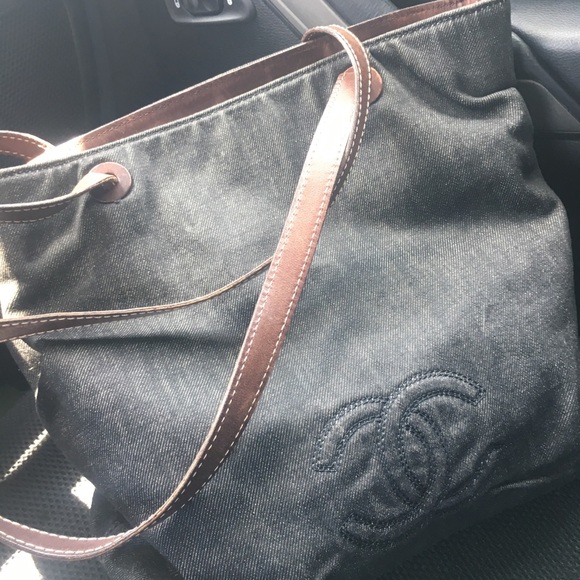 CHANEL Handbags - Authentic Chanel denim and brown leather